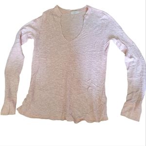 Socialite sheer heathered pink long sleeve vneck top womens XS